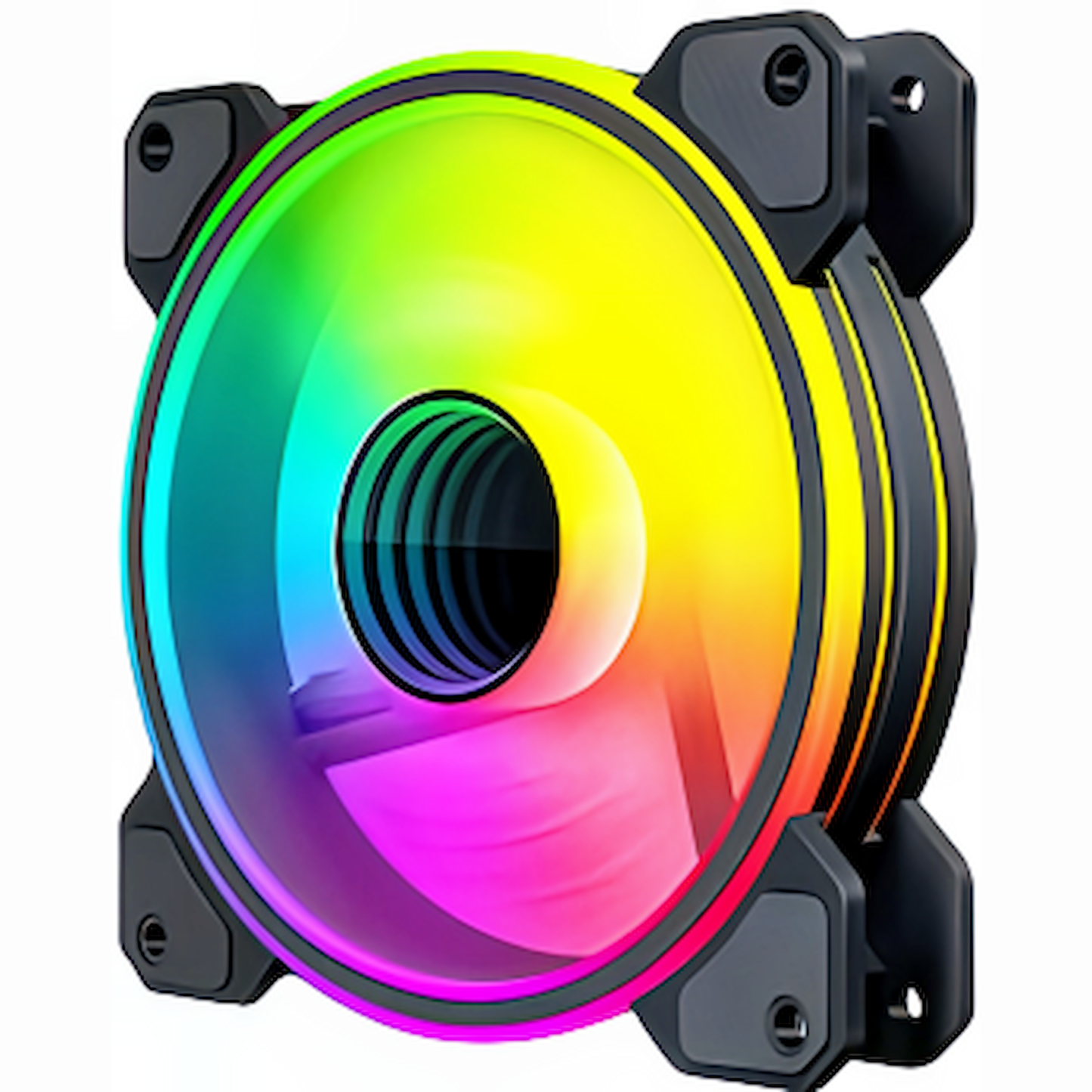 COOLMOON PCケースファン5枚セット 120mm 4pin PWM LED ARGB 5v 3pin ファンハブ コントローラー付き リモコン 色変更可能 ファン回転速度変更可能 インフィニティ―ミラー (ファンコントローラー+ファン5枚セット)ブラック