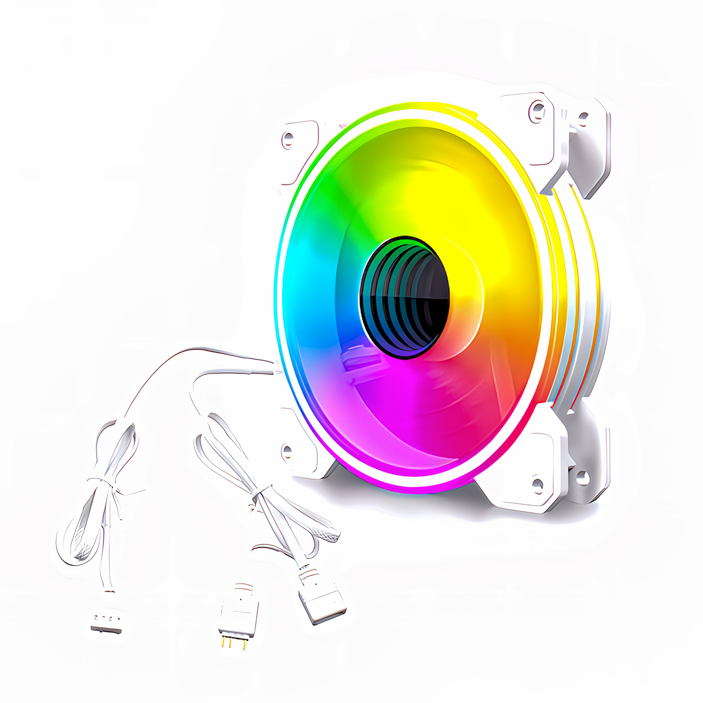 COOLMOON PCケースファン5枚セット 120mm 4pin PWM LED ARGB 5v 3pin ファンハブ コントローラー付き リモコン 色変更可能 ファン回転速度変更可能 インフィニティ―ミラー (ファンコントローラー+ファン5枚セット)