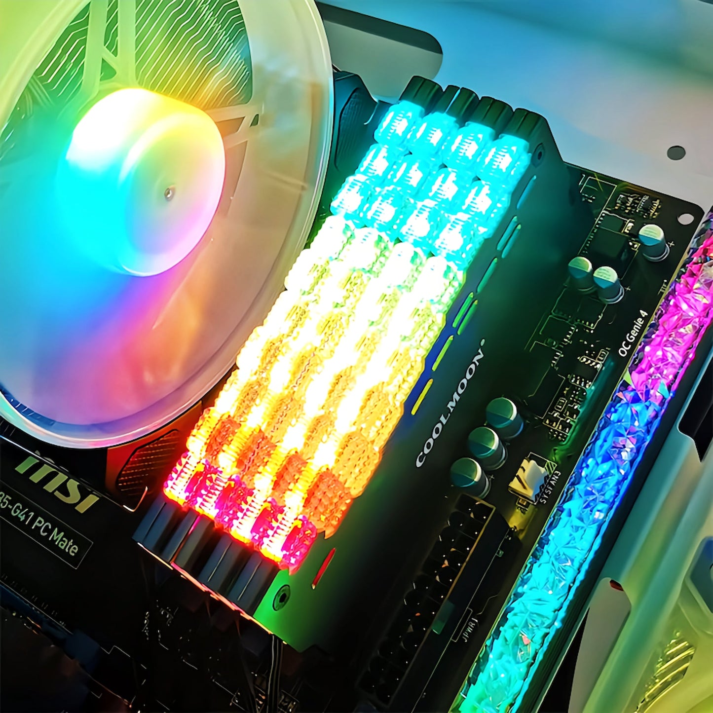 COOLMOON メモリ ヒートシンク LED ARGB 5v 3pin RAM 冷却 ダイヤモンドカット 2個入りセット (ブラック)