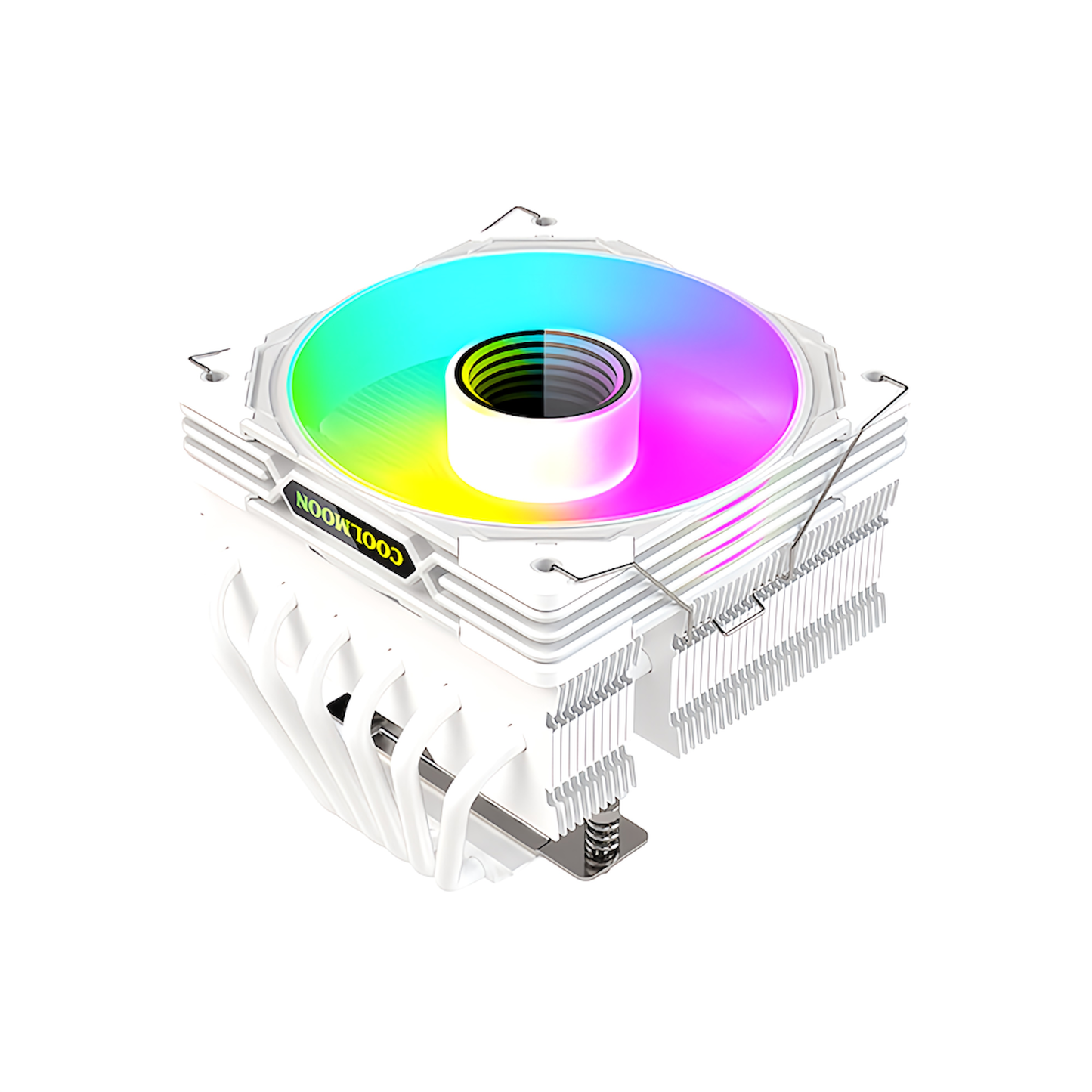 COOLMOON CPUクーラートップフロー空冷クーラー 120mm LED ARGB 5v 3pin LGA1700/1200/115X AMD:AM5/AM4ソケットに対応 4pin PWM ファン制御(ホワイト)