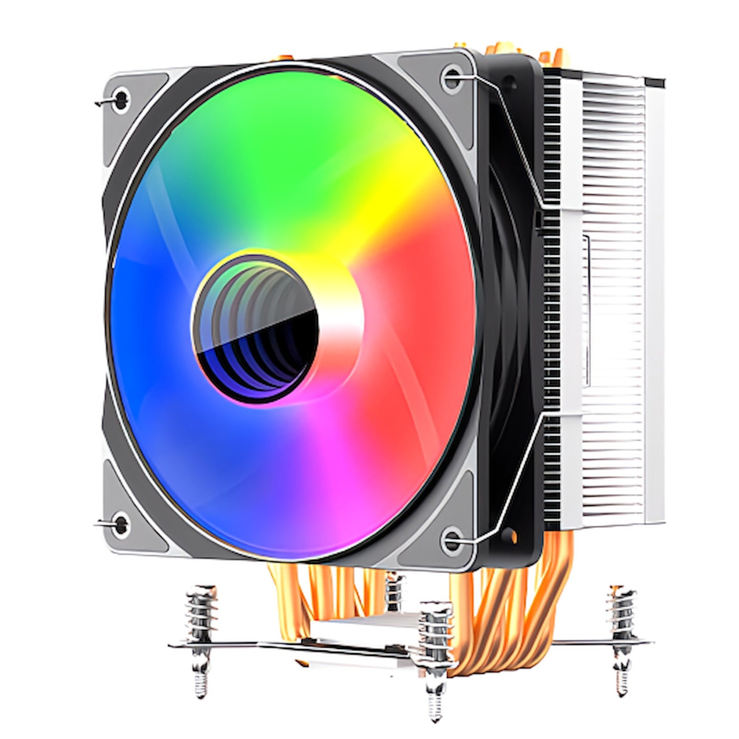 P400 120mm LED 虹色発光 空冷 サイドフロー CPUクーラー LGA1700対応 AM5対応 4pin PWM ファン制御 ヒートパイプ4本 (ブラック)