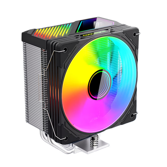 COOLMOON GT400 温度表示 ディスプレイ CPUクーラーサイドフロー空冷クーラー 120mm LED ARGB 5v 3pin LGA1851/1700/1200/115X AMD:AM5/AM4ソケットに対応 4pin PWM ファン制御 (ブラック)