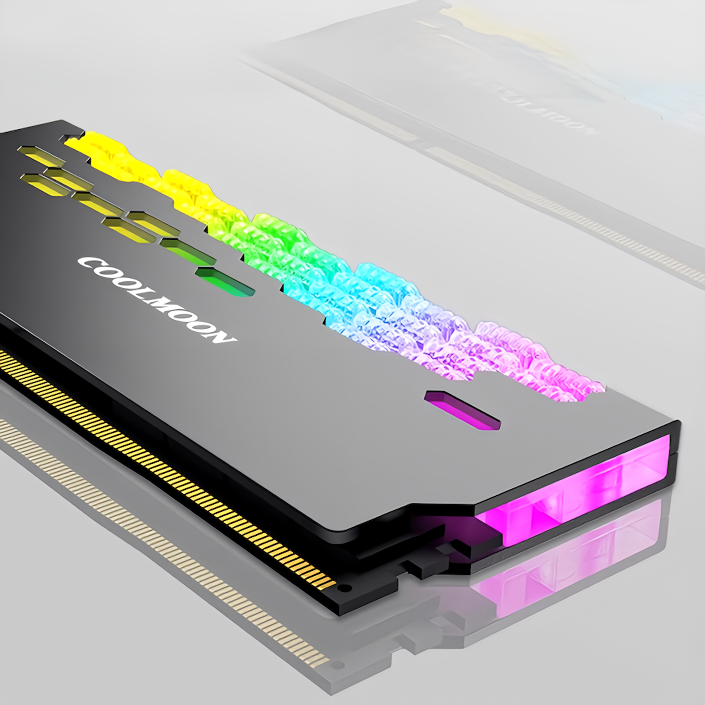 COOLMOON メモリ ヒートシンク LED ARGB 5v 3pin RAM 冷却 ダイヤモンドカット 2個入りセット (ブラック)