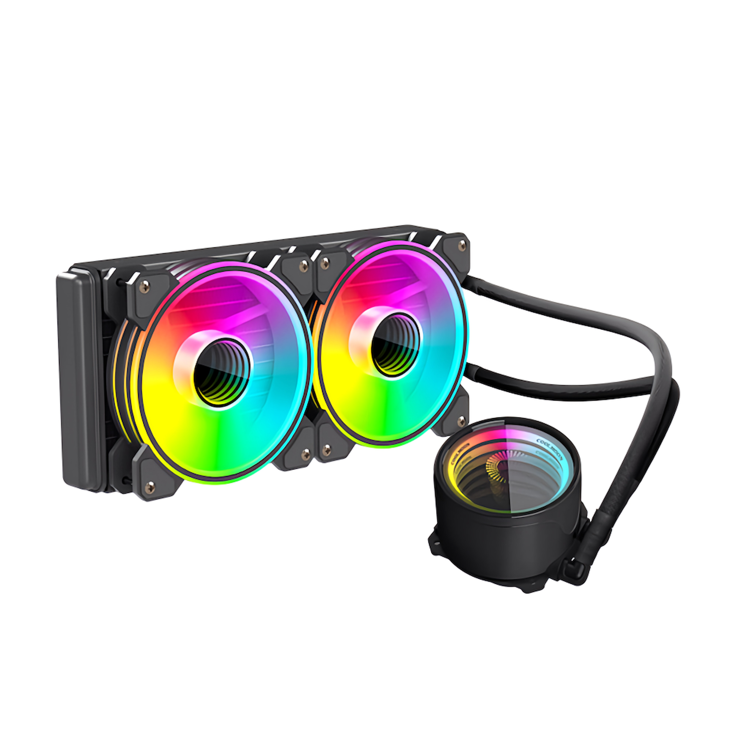 COOLMOON 簡易水冷クーラー 240mm インフィニティ―ミラー CPUクーラー LED ARGB 5v 3pin LGA1700/1200/115X AMD:AM4ソケットに対応 4pin PWM ファン制御