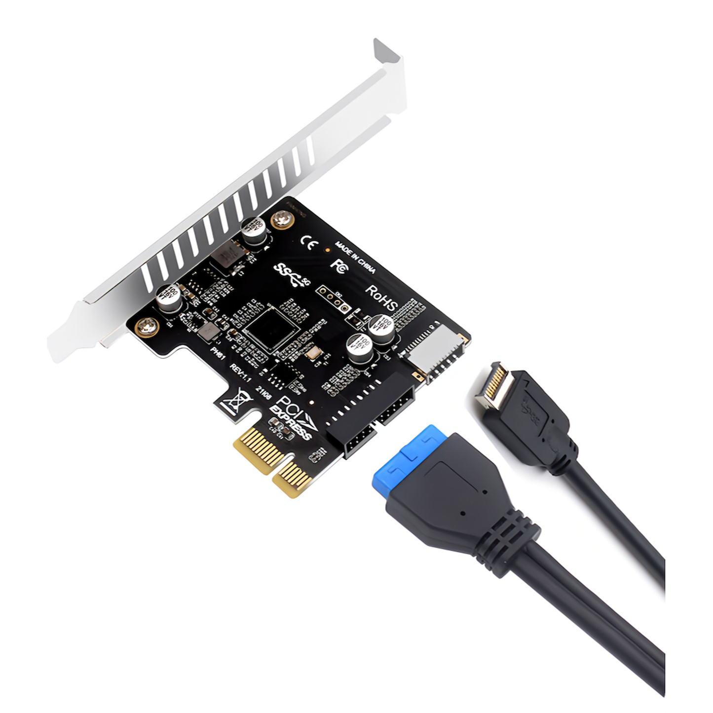 PCIE ×1 増設カード USB3.0 USB19pin USB20pin Type-E→C