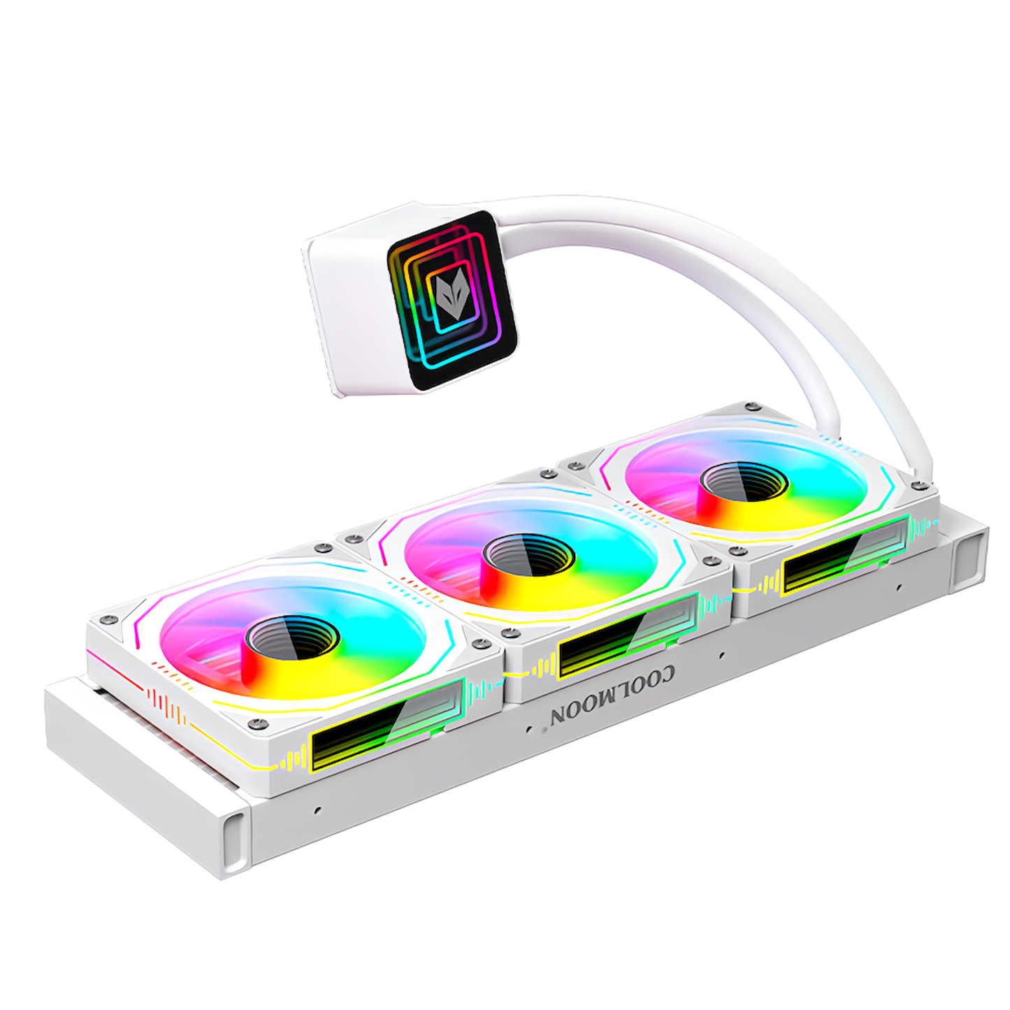 COOLMOON AOSOR 簡易水冷クーラー 360mm インフィニティ―ミラー CPUクーラー LED ARGB 5v 3pin LGA1700/1200/115X AMD:AM5/AM4ソケットに対応 4pin PWM ファン制御(ホワイト)