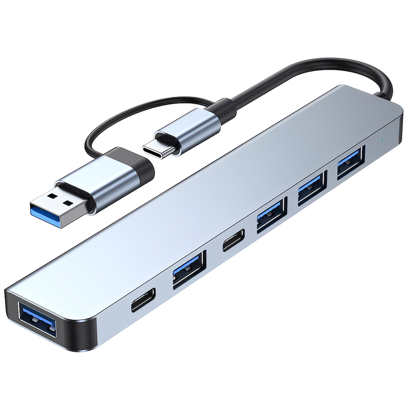 Type-C USB Hub 7 Port USB Type C Adapter USB 3.0 x 1/USB 2.0 x 4/Type-C x 2/PD Fast Charging Port 7in1 Conversion Adapter Type C Compatible with Macbook Pro/Mac Air/ChromeBook/Surface laptop/Android