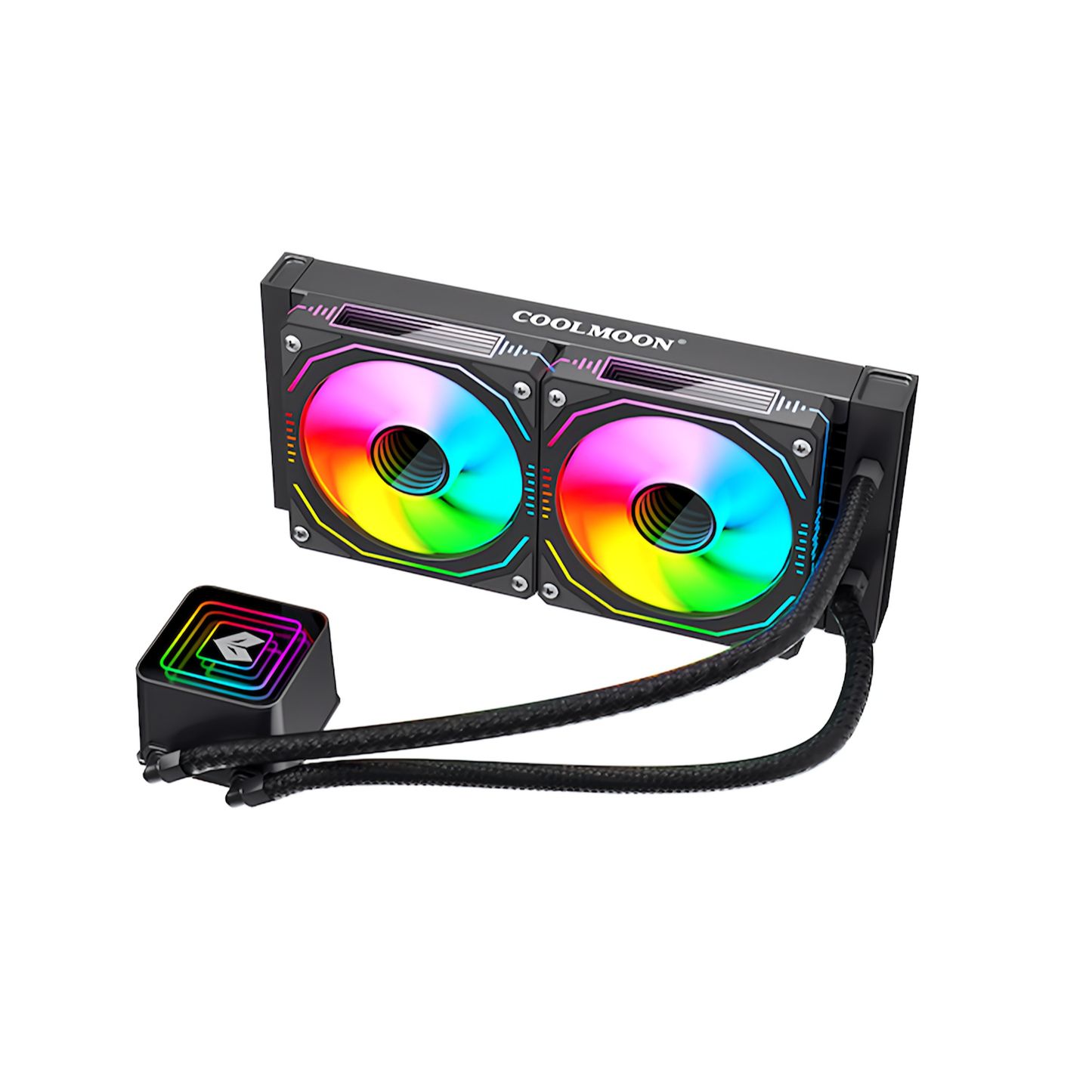 COOLMOON AOSOR 簡易水冷クーラー 240mm インフィニティ―ミラー CPUクーラー LED ARGB 5v 3pin LGA1700/1200/115X AMD:AM5/AM4ソケットに対応 4pin PWM ファン制御