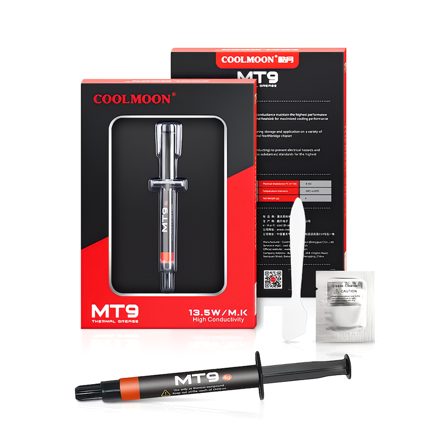 COOLMOON MT9 CPU Grease, GPU Grease, High Performance, High Thermal Conductivity, High Durability, Service Life of 5 Years or More, 13.5W/mk, 4g, CTG8 Thermal Grease, Silicone Grease, Spatula Included