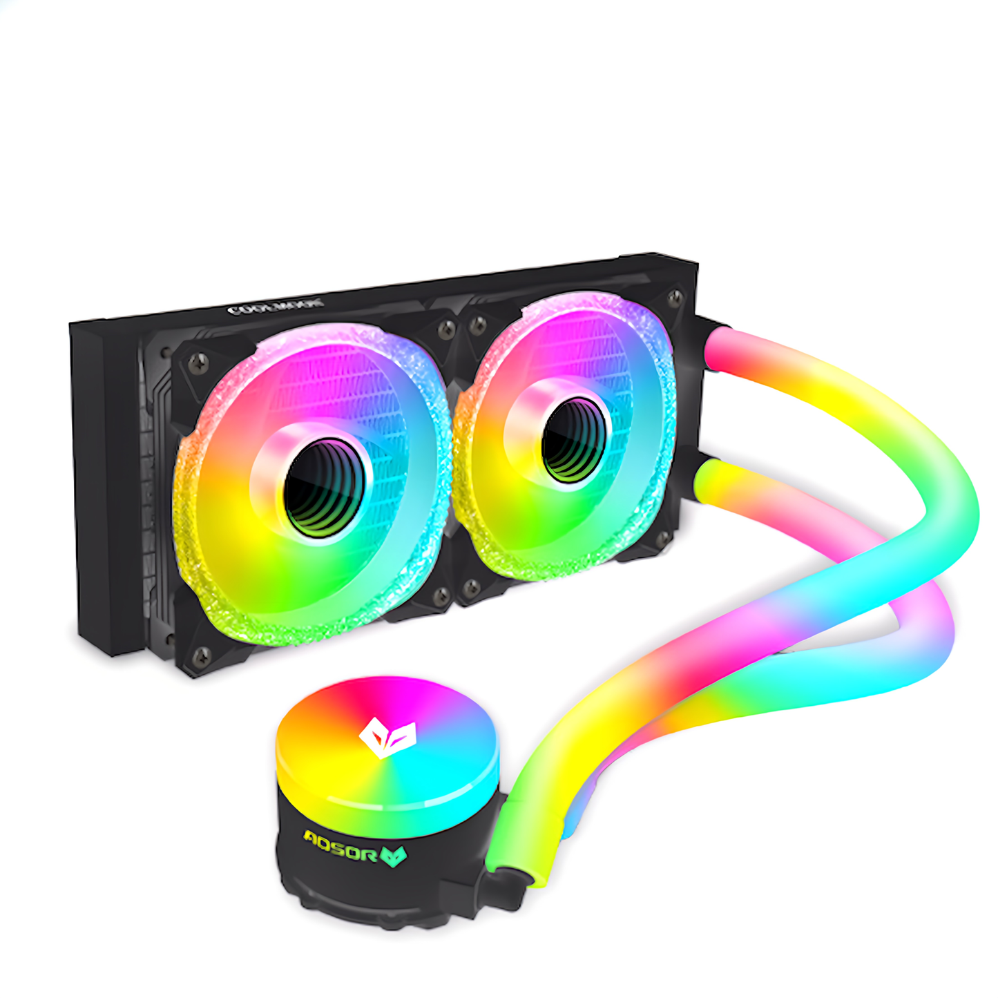 COOLMOON ホースLED 簡易水冷クーラー 240 mm CPUクーラー LED ARGB 5v 3pin LGA1700/1200/115X AMD:AM4ソケットに対応 4pin PWM ファン制御 (ブラック)
