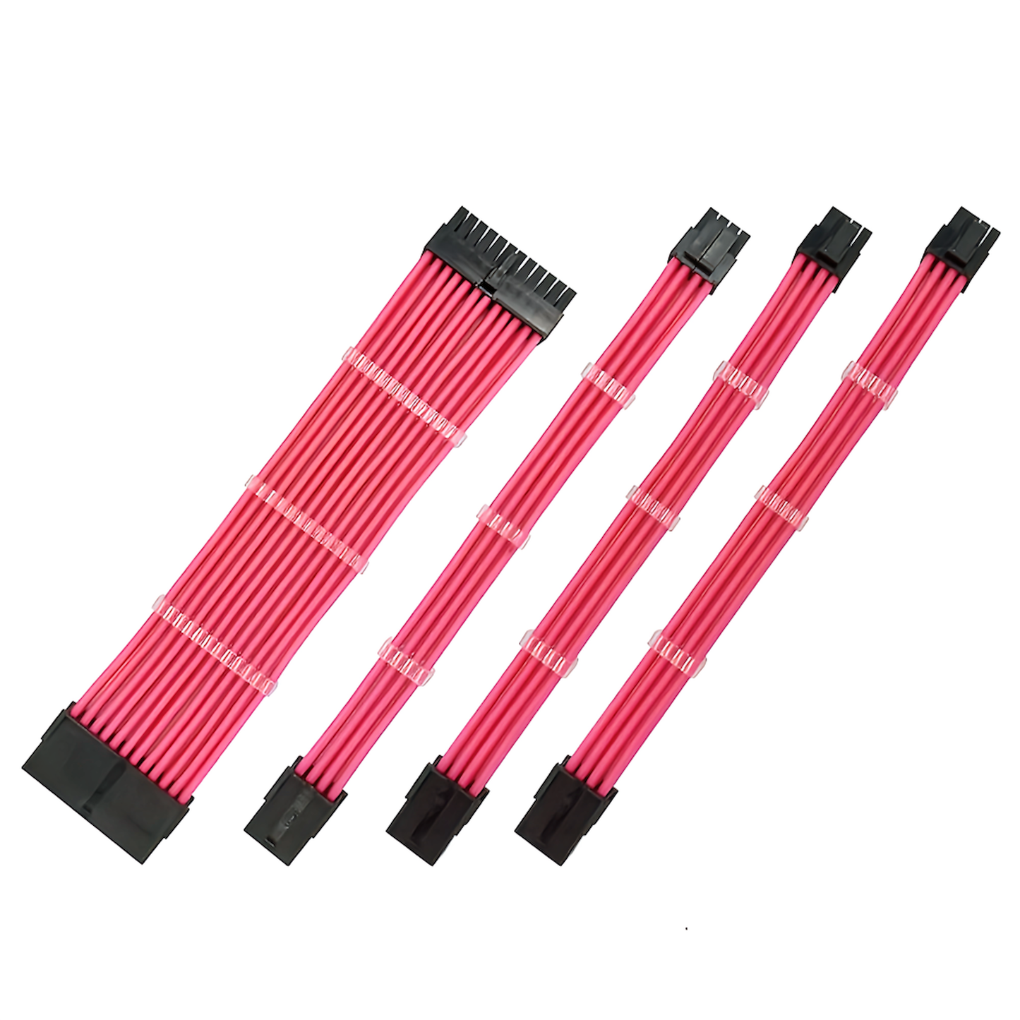 スリーブケーブル 延長ケーブル 30cm 24pin 8pin(6+2pin×2、4+4pin×1) マザーボード グラフィックボード 電源ユニット ケーブルコーム付き (ピンク)