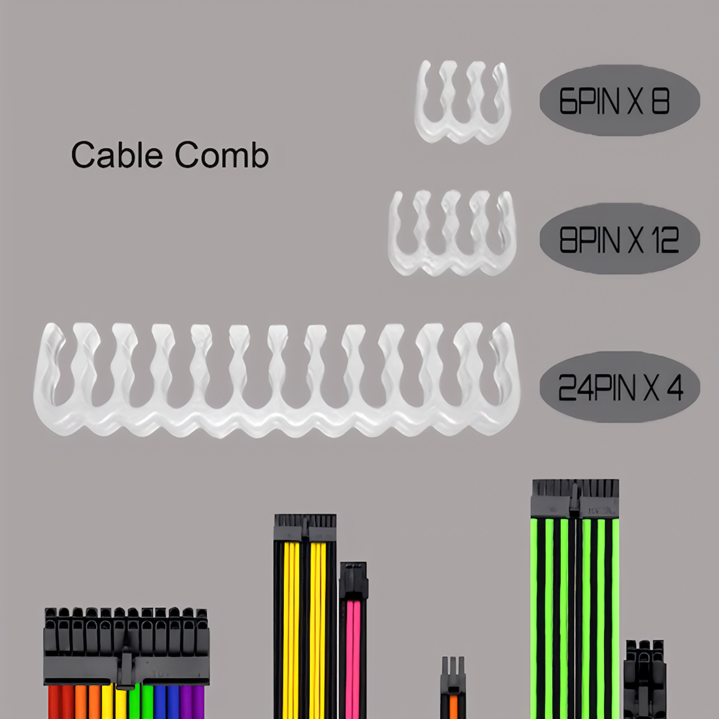 Cable comb for sleeved cables Motherboard power supply Graphics board power supply CPU power supply 24pin x 4 / 8pin x 12 / 6pin x 8