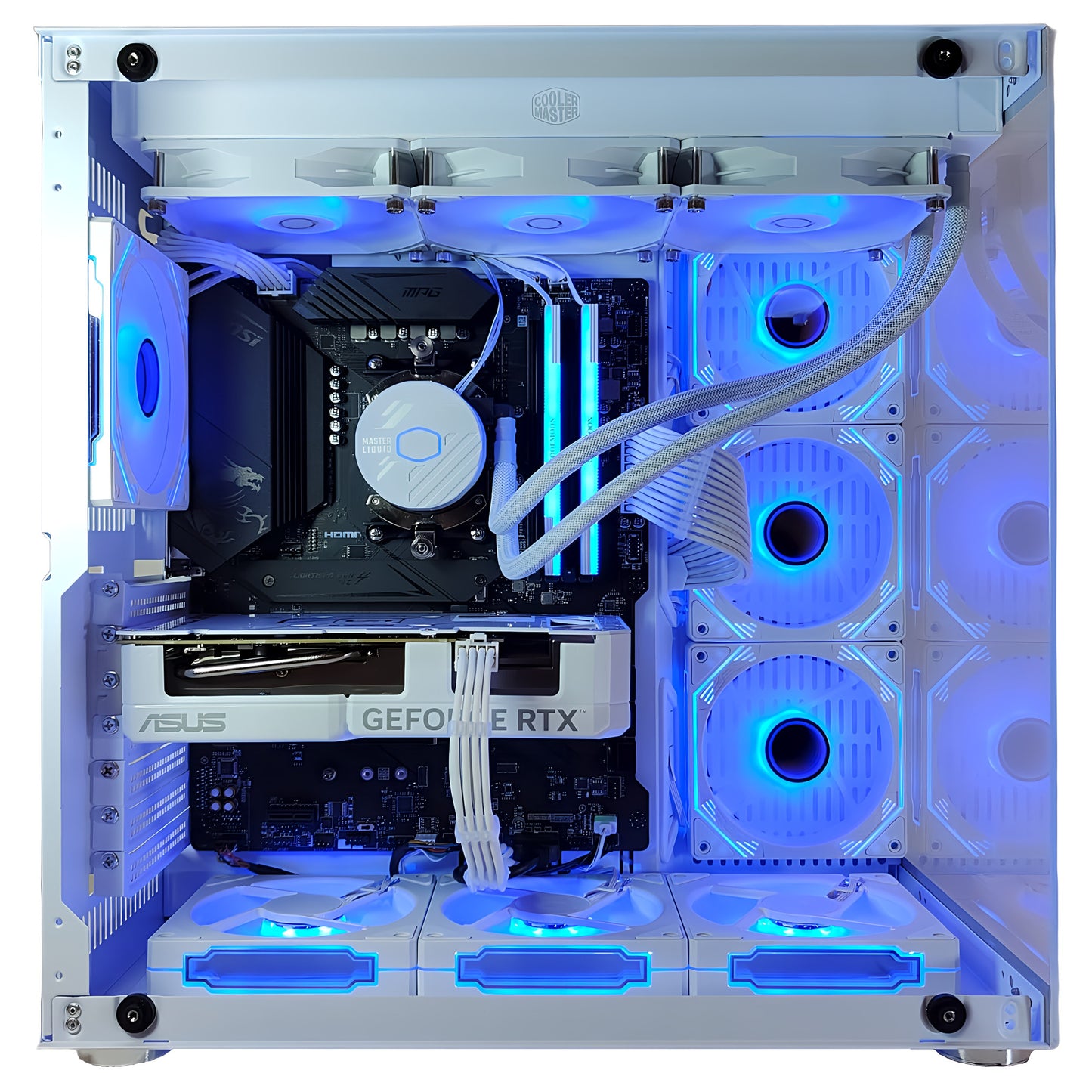 スモールラボ AMD Ryzen7 9700x ガラス2面ATX ゲーミングPC 簡易水冷 360mm ホワイト 白