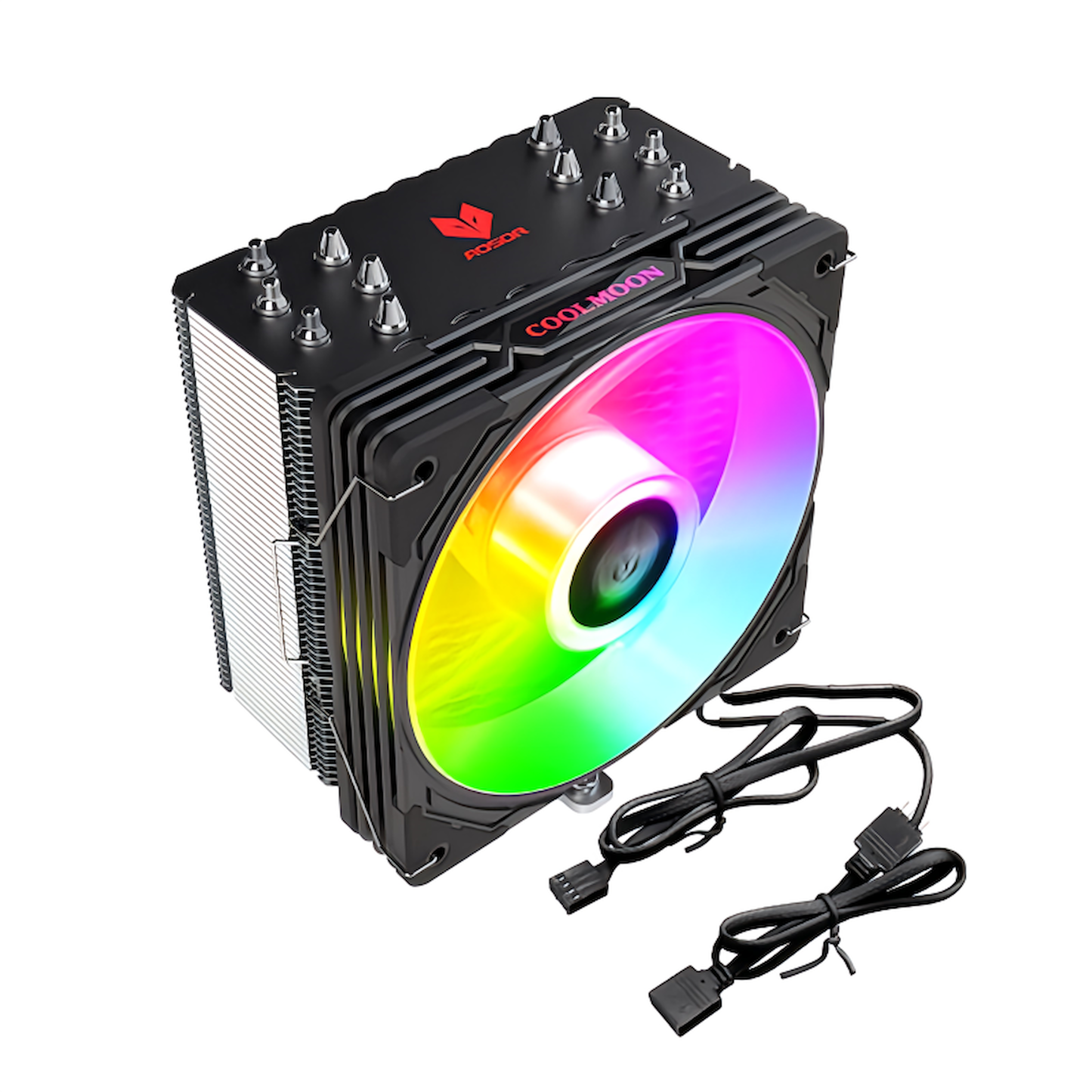 AS600 120mm LED ARGB 5v 3pin 空冷 サイドフロー CPUクーラー LGA1700対応 AM5対応 4pin PWM ファン制御 ヒートパイプ6本 (ブラック)