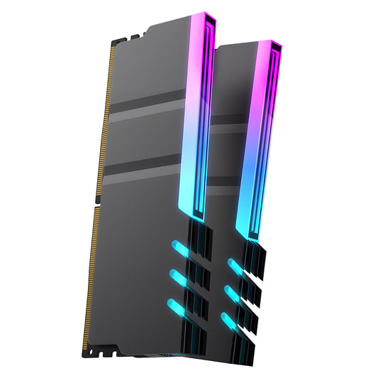 メモリ ヒートシンク インフィニティーミラー LED ARGB 5v 3pin RAM RGB 冷却 アルミニウム 2個入りセット (ブラック)