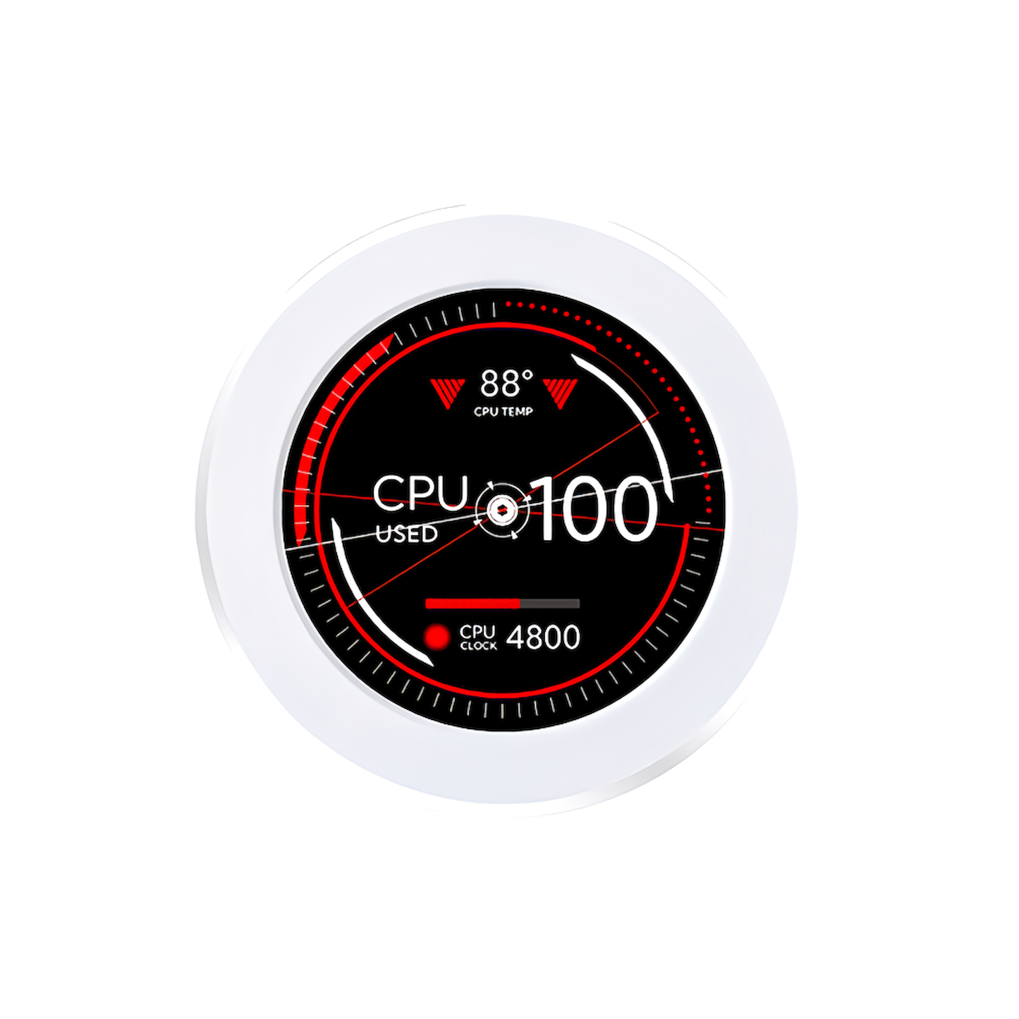 2.1インチ 水冷サブスクリーン ips円形スクリーン 内蔵スクリーン 360度回転 ウォールペーパー(ホワイト)
