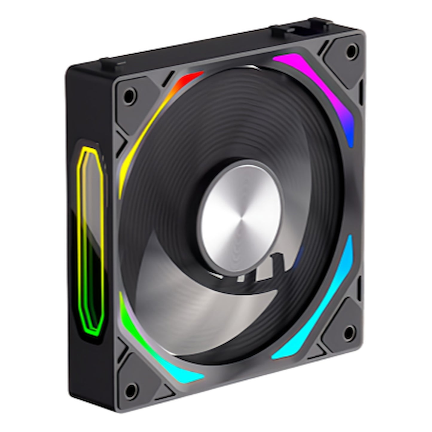COOLMOON PCケースファン3枚セット 連結可能 フィン非発光 120mm 4pin PWM LED ARGB 5v 3pin 色変更可能 ファン回転速度変更可能 連結ケーブルレス インフィニティ―ミラー (ブラック)