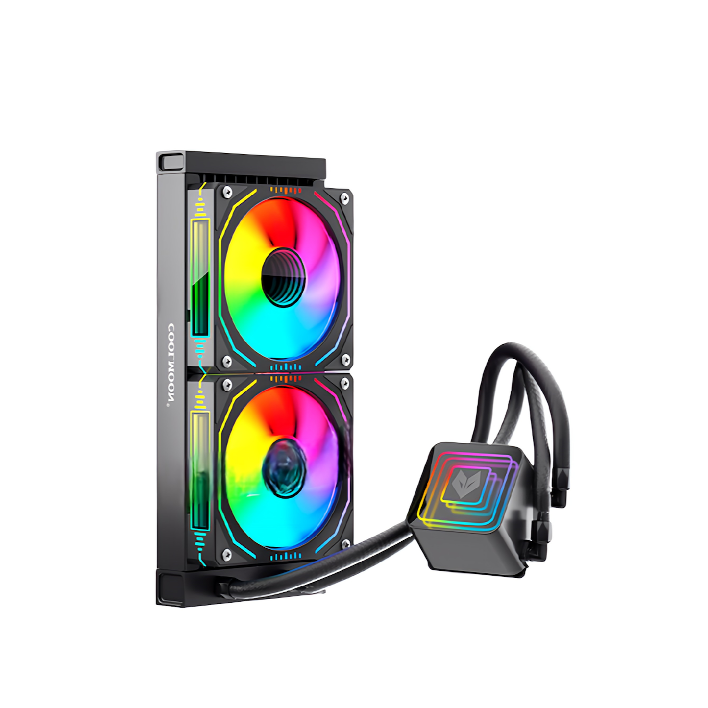 COOLMOON AOSOR 簡易水冷クーラー 240mm インフィニティ―ミラー CPUクーラー LED ARGB 5v 3pin LGA1700/1200/115X AMD:AM5/AM4ソケットに対応 4pin PWM ファン制御