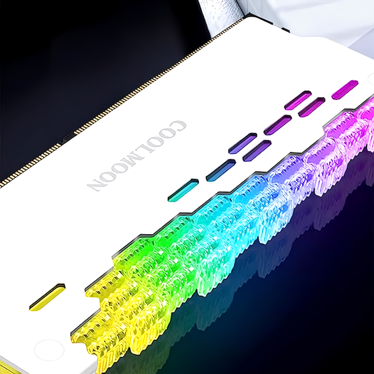 COOLMOON メモリ ヒートシンク LED ARGB 5v 3pin RAM 冷却 ダイヤモンドカット 2個入りセット(ホワイト)