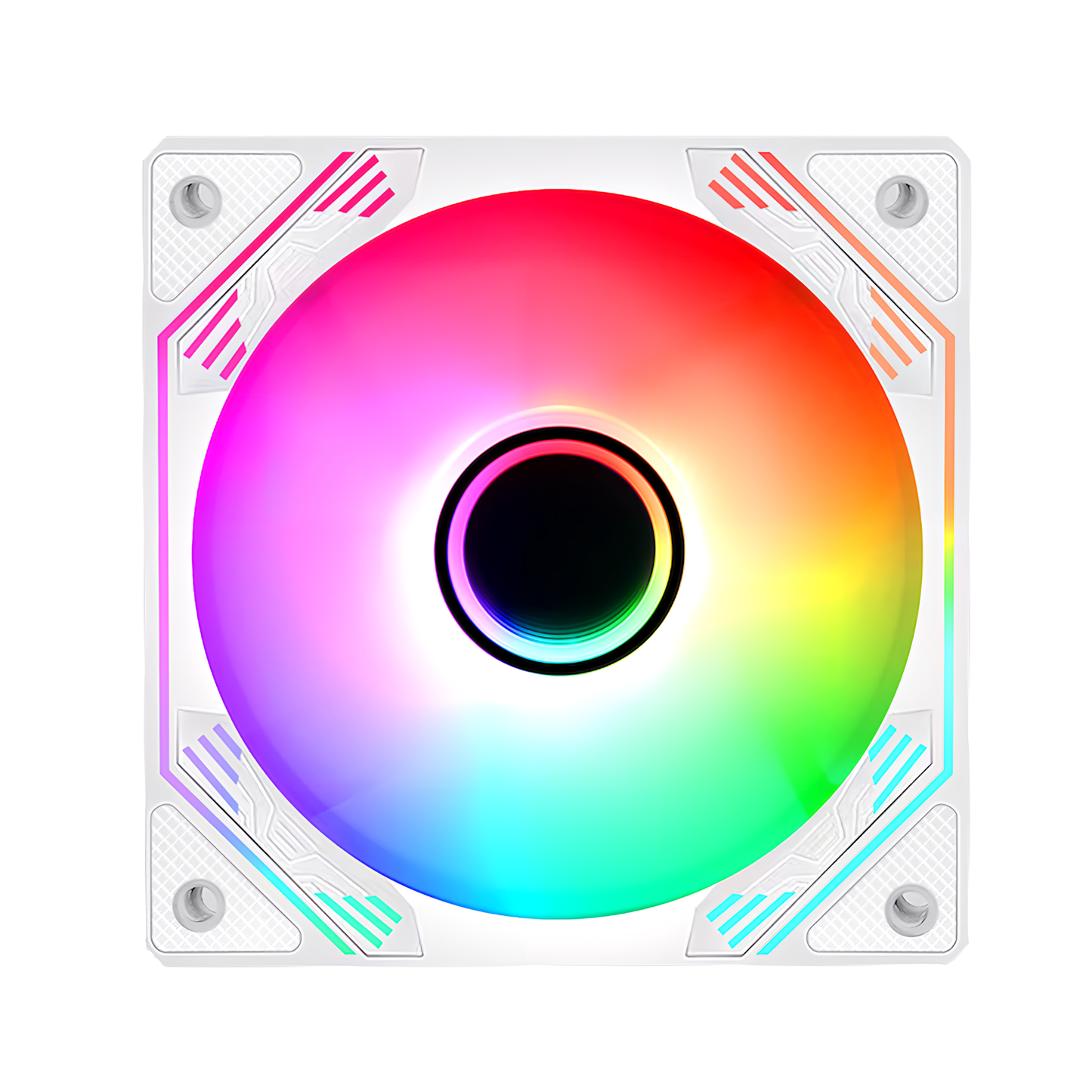インフィニティ―ミラー PCケースファン5枚セット 120mm LED ARGB 6pin ハブ コントローラー付き リモコン 色変更可能 ファン回転速度変更可能 ペリフェラル電源 (コントローラー+5枚セット)ホワイト