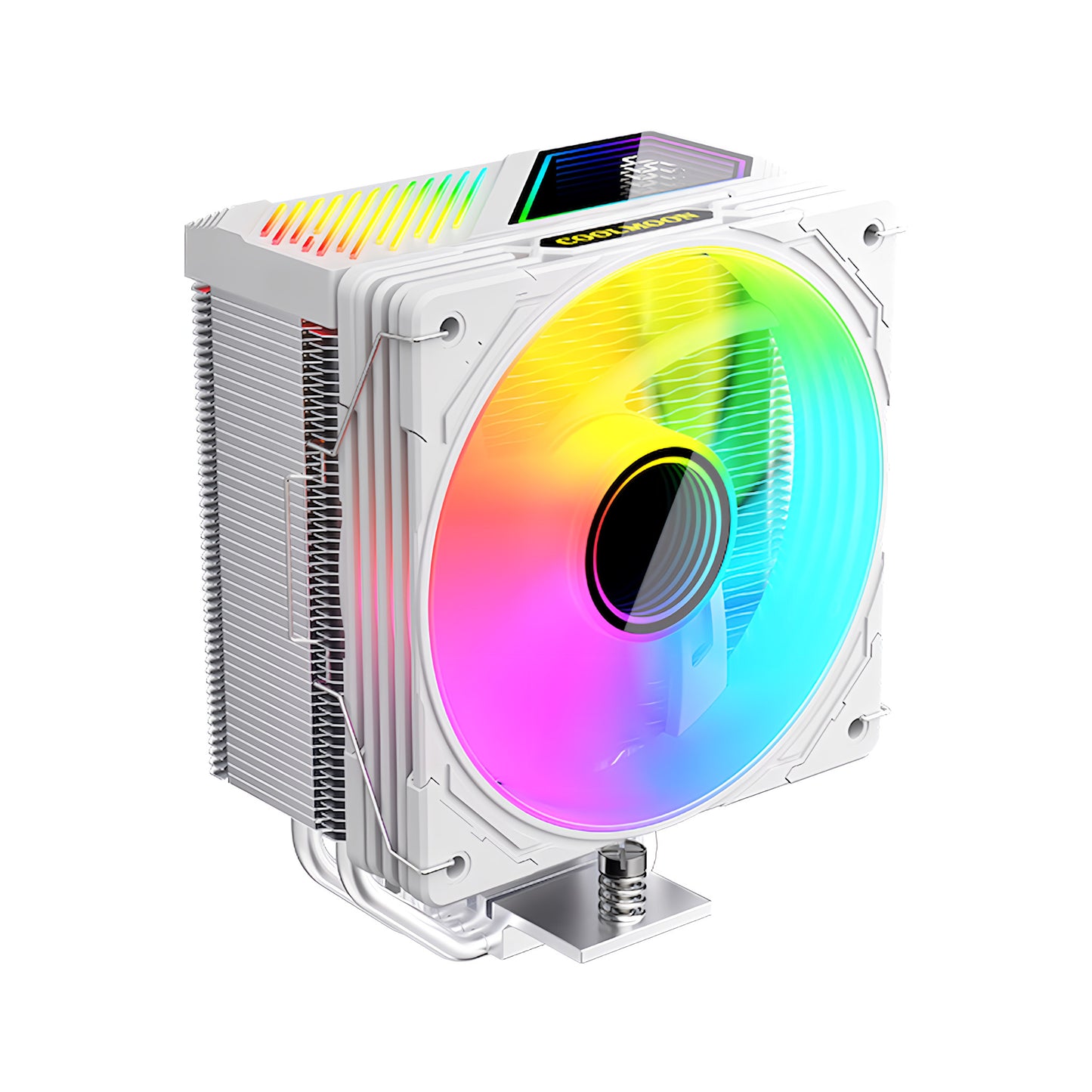 COOLMOON GT400 温度表示 ディスプレイ CPUクーラーサイドフロー空冷クーラー 120mm LED ARGB 5v 3pin LGA1851/1700/1200/115X AMD:AM5/AM4ソケットに対応 4pin PWM ファン制御 (ホワイト)