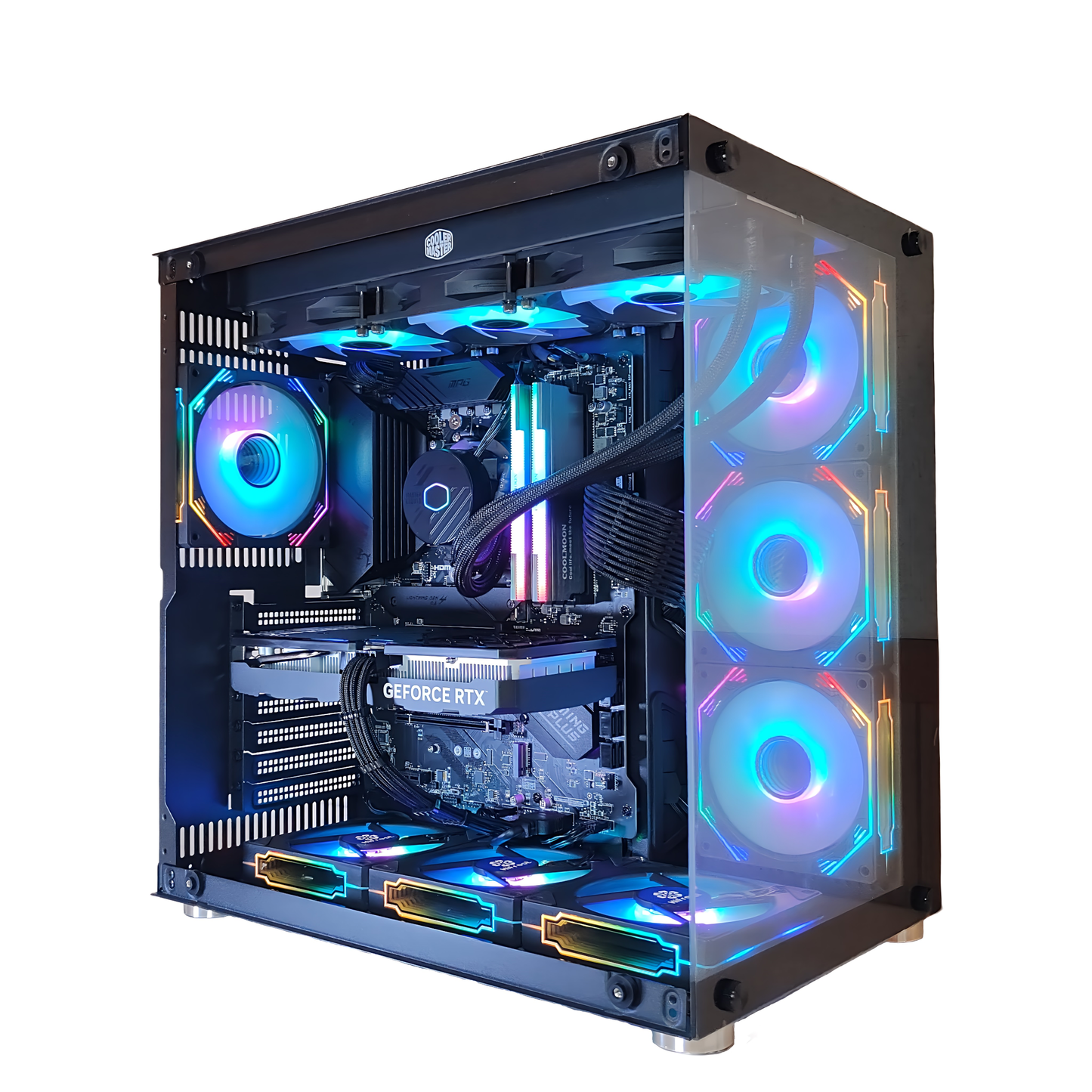 スモールラボ Intel Core i5-14400F ガラス2面ATX ゲーミングPC 簡易水冷 360mm ブラック 黒