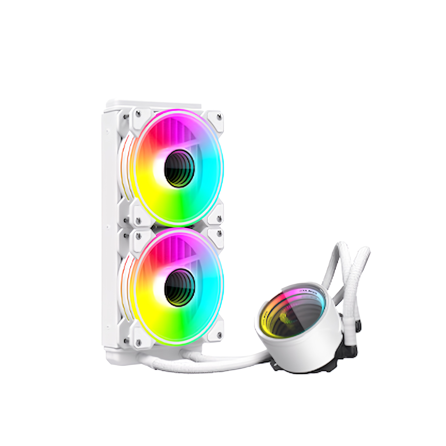COOLMOON 簡易水冷クーラー 240mm インフィニティ―ミラー CPUクーラー LED ARGB 5v 3pin LGA1700/1200/115X AMD:AM4ソケットに対応 4pin PWM ファン制御(ホワイト)