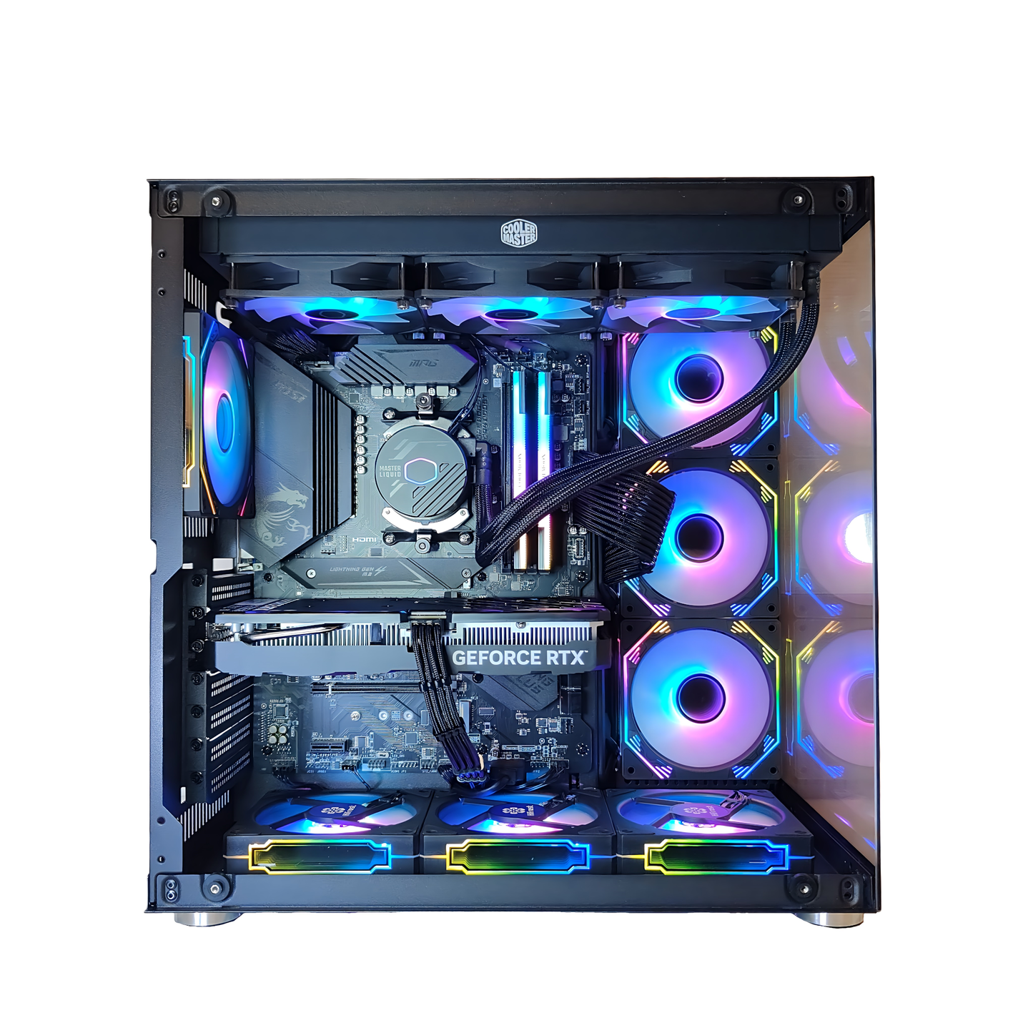スモールラボ Intel Core i5-14400F ガラス2面ATX ゲーミングPC 簡易水冷 360mm ブラック 黒