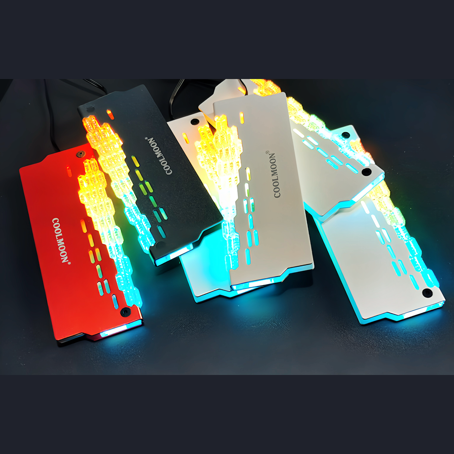 COOLMOON メモリ ヒートシンク LED ARGB 5v 3pin RAM 冷却 ダイヤモンドカット 2個入りセット (ブラック)