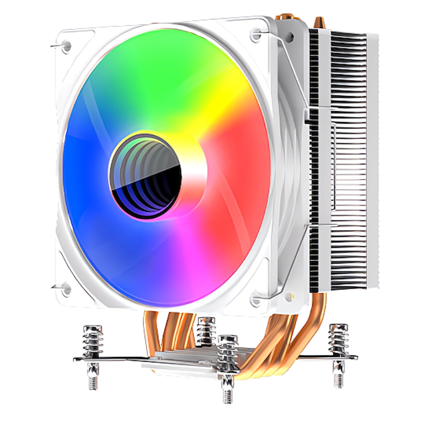 P400 120mm LED 虹色発光 空冷 サイドフロー CPUクーラー LGA1700対応 AM5対応 4pin PWM ファン制御 ヒートパイプ4本(ホワイト)