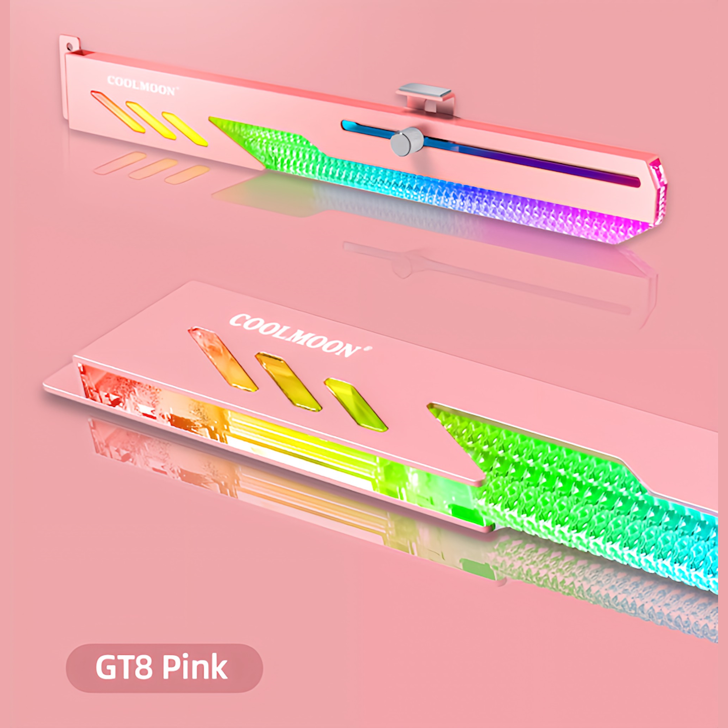 COOLMOON グラフィックボードブラケット GPU ホルダー LED ARGB 5v 3pin 28cm 支え 垂れ防止 脱落防止 (ピンク)