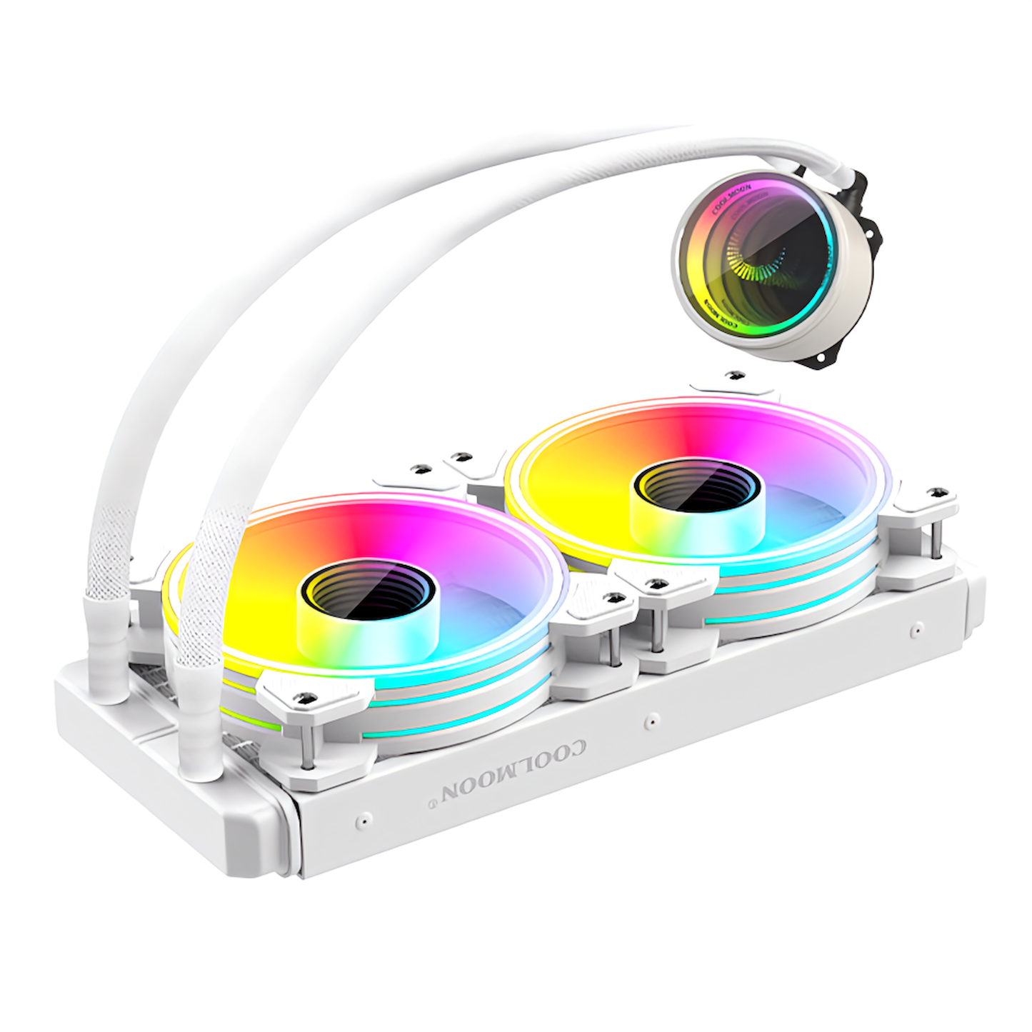 COOLMOON 簡易水冷クーラー 240mm インフィニティ―ミラー CPUクーラー LED ARGB 5v 3pin LGA1700/1200/115X AMD:AM4ソケットに対応 4pin PWM ファン制御(ホワイト)