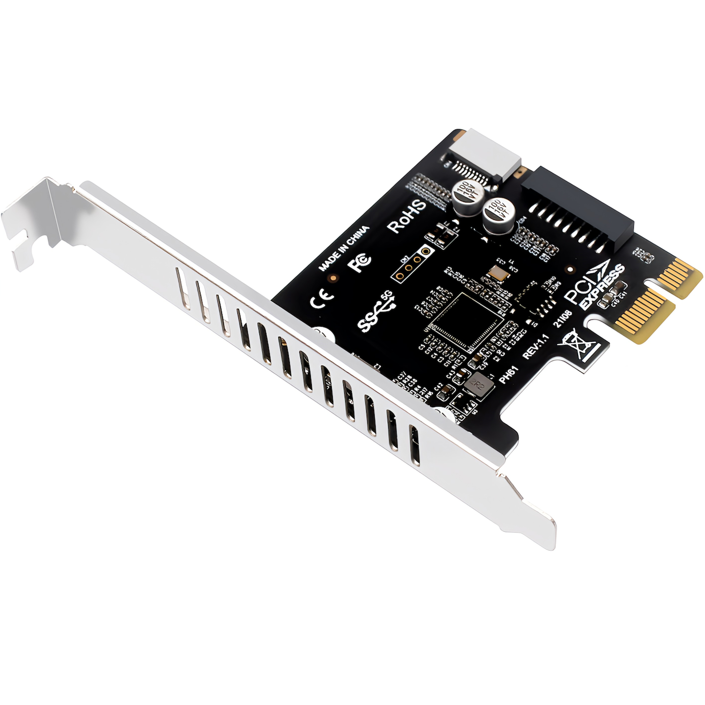 PCIE ×1 増設カード USB3.0 USB19pin USB20pin Type-E→C