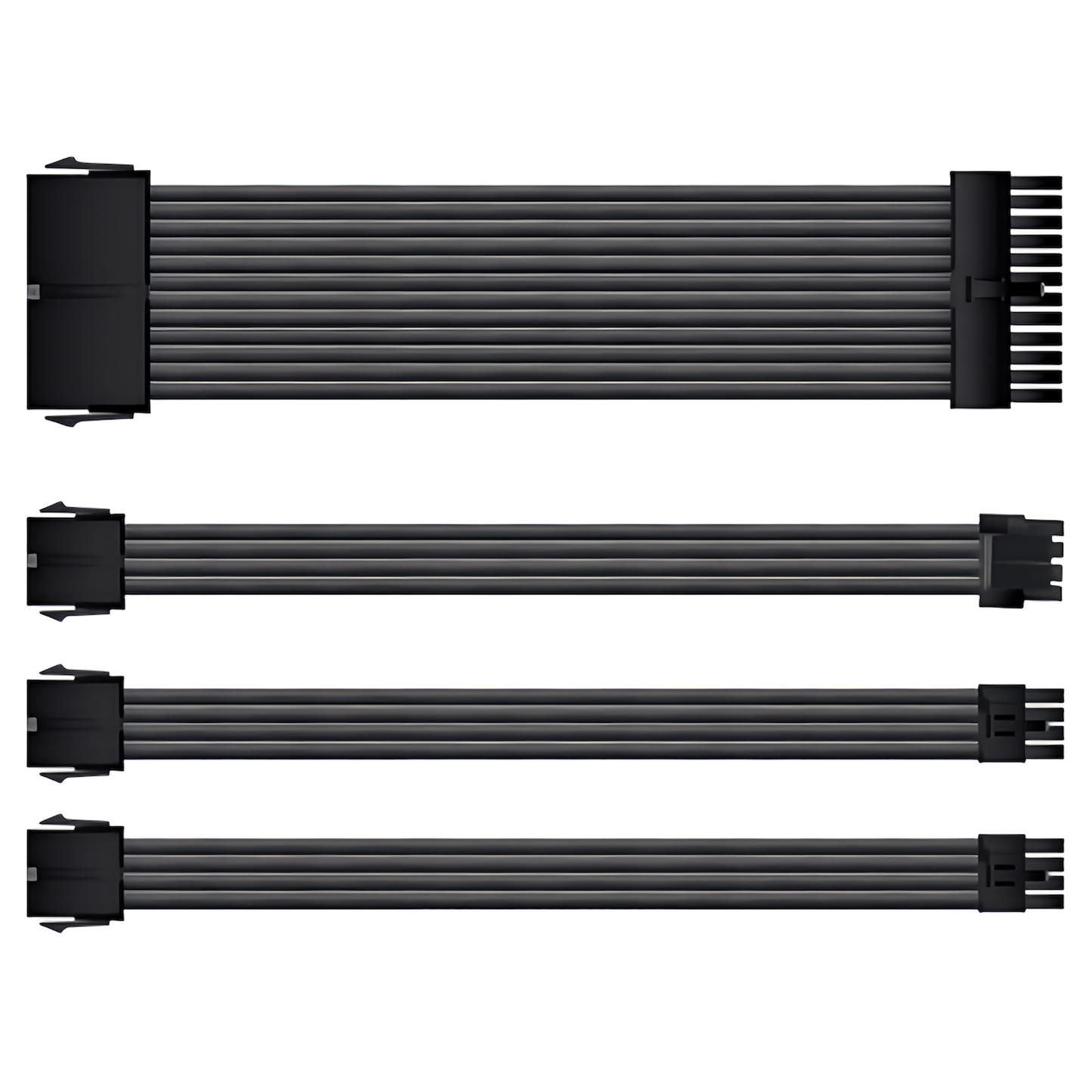 スリーブケーブル 延長ケーブル 30cm 24pin 8pin(6+2pin×2、4+4pin×1) マザーボード グラフィックボード 電源ユニット ケーブルコーム付き (ブラック)