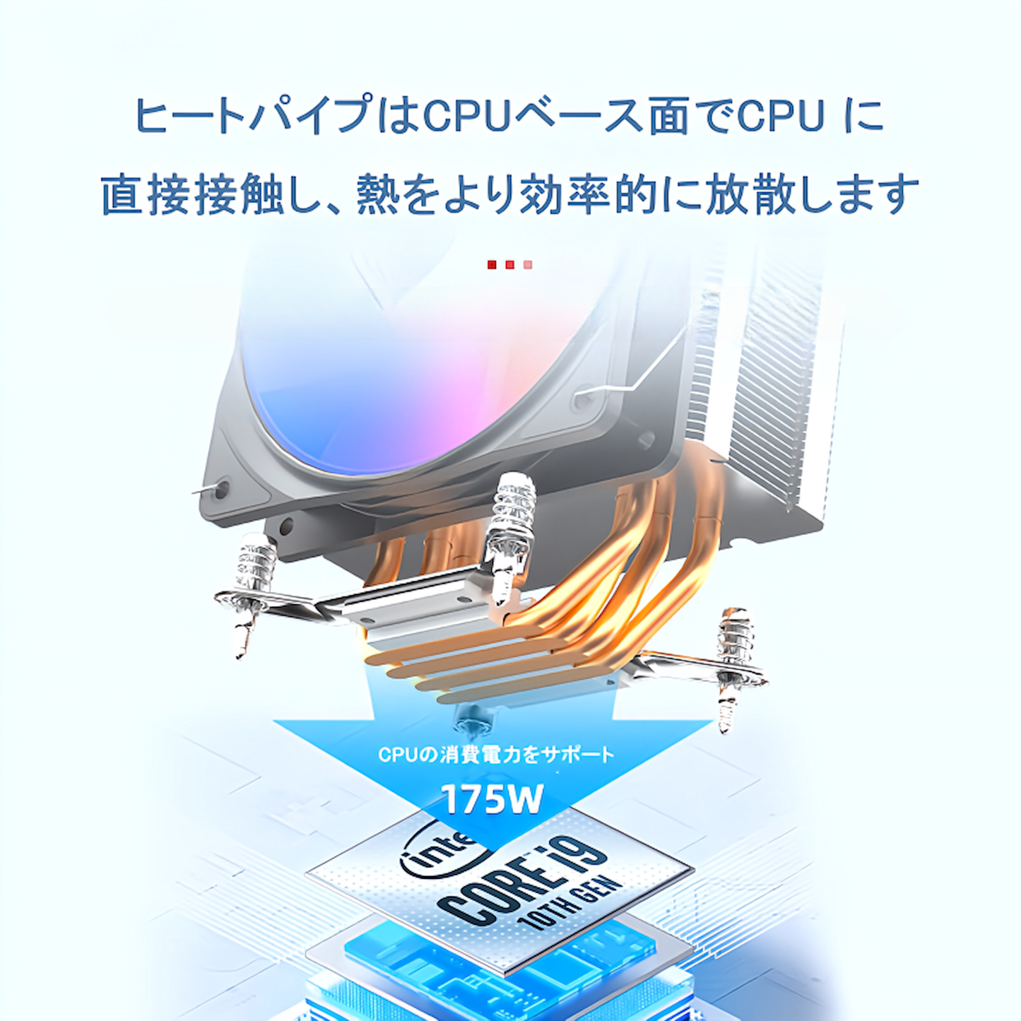 P400 120mm LED 虹色発光 空冷 サイドフロー CPUクーラー LGA1700対応 AM5対応 4pin PWM ファン制御 ヒートパイプ4本 (ブラック)