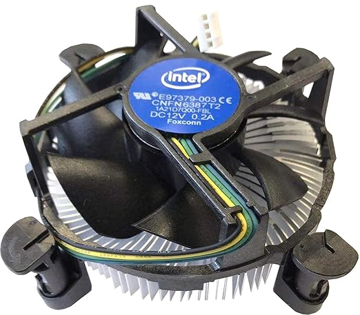 インテルE97379-003 Core i3/i5/i7 ソケット1150/1155/1156 デスクトップPCコンピュータ用アルミヒートシンクと3.5インチのファン付き4ピンコネクタCPUクーラー