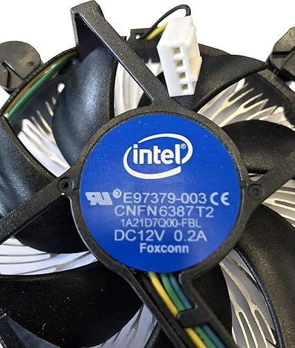 インテルE97379-003 Core i3/i5/i7 ソケット1150/1155/1156 デスクトップPCコンピュータ用アルミヒートシンクと3.5インチのファン付き4ピンコネクタCPUクーラー