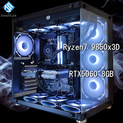 AMD Ryzen7 9850x3D ／ RTX5060 8GB ガラス2面ATX ゲーミングPC Windows11 Home 簡易水冷 360mm ブラック 黒