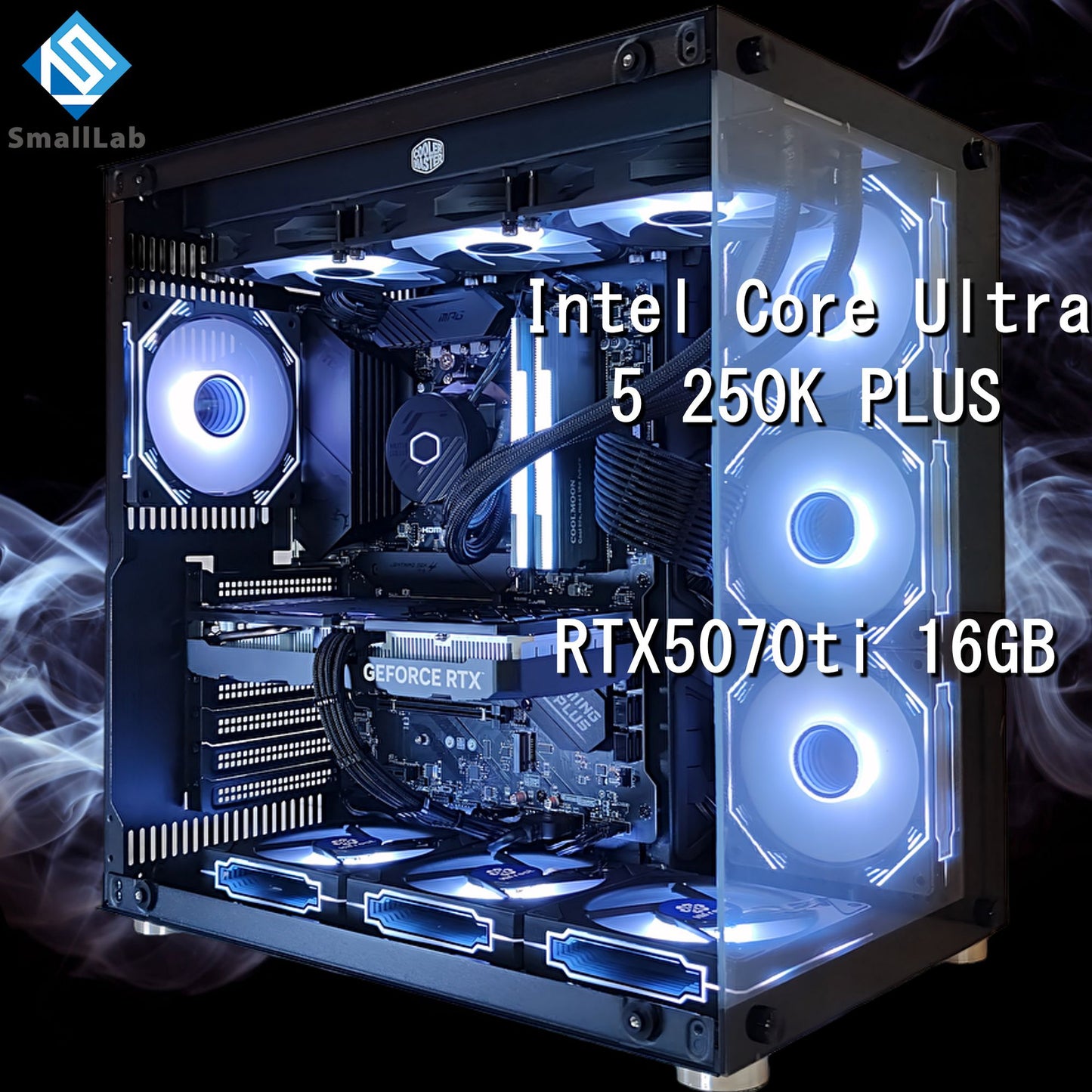 Intel Core Ultra 5 250K PLUS ／ RTX5070ti 16GB ガラス2面ATX ゲーミングPC Windows11 Home 簡易水冷 360mm ブラック 黒