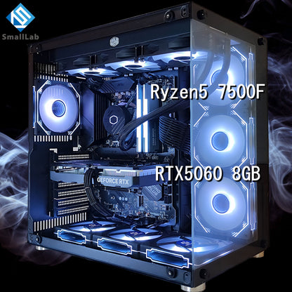 AMD Ryzen5 7500F ／ RTX5060ti 16GB ガラス2面ATX ゲーミングPC Windows11 Home 簡易水冷 360mm ブラック 黒