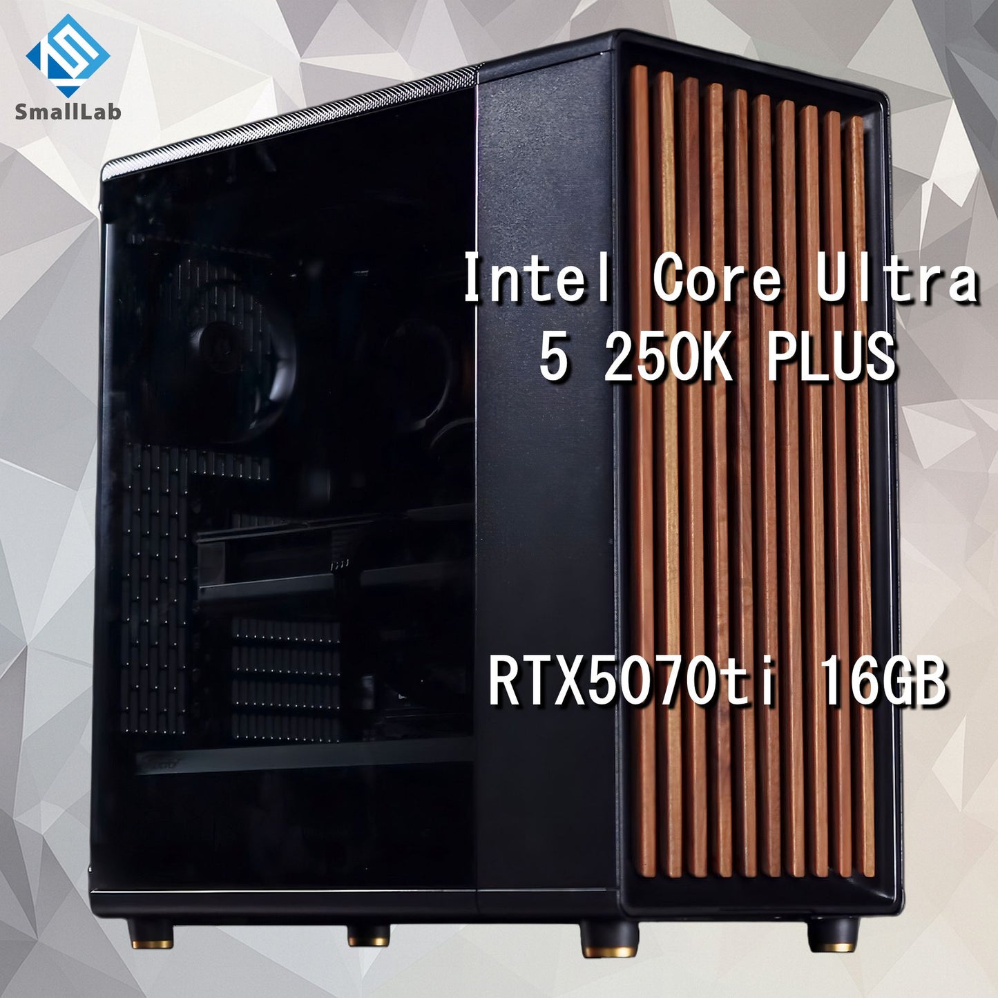 Intel Core Ultra 5 250K PLUS ／ RTX5070ti 16GB ウッドデザイン ゲーミングPC Windows11 Home 簡易水冷 240mm ブラック 黒