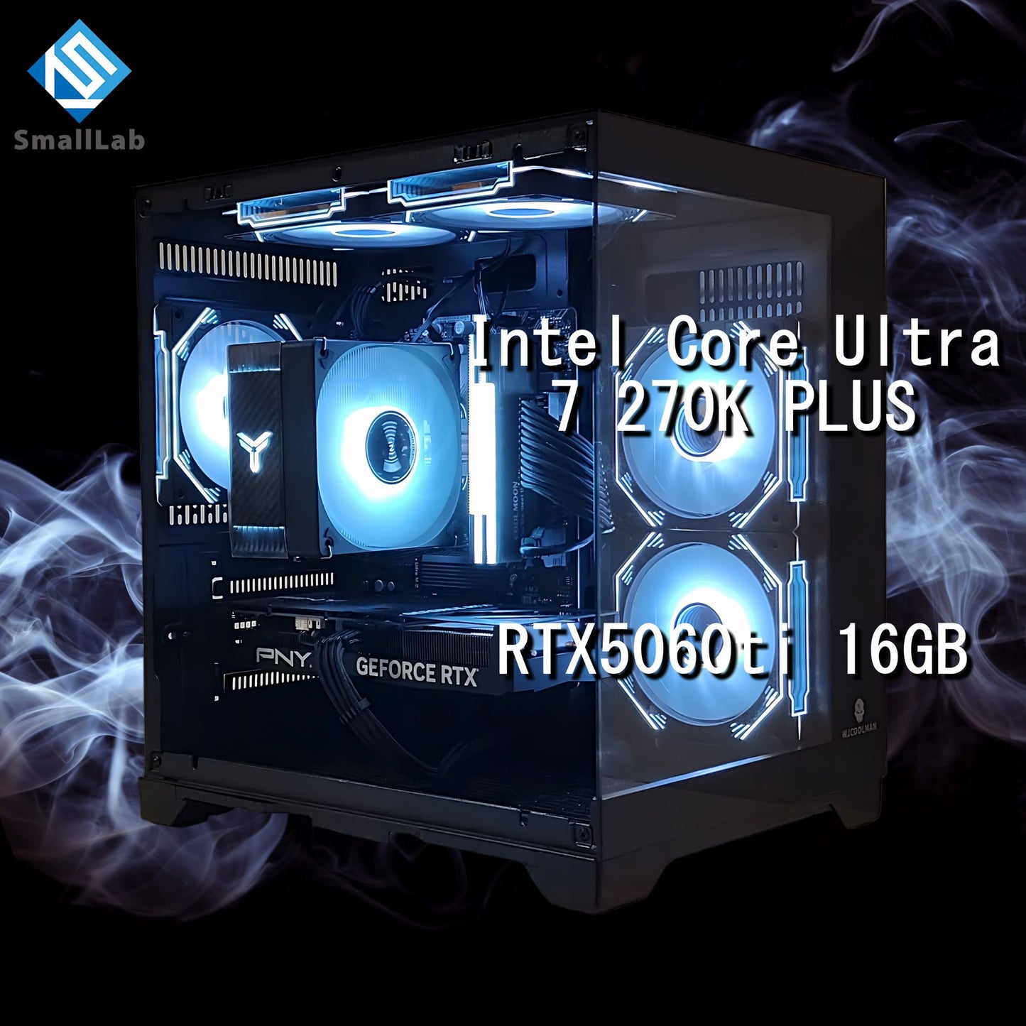 Intel Core Ultra 7 270K PLUS ／ RTX5060ti 16GB ガラス2面コンパクト ゲーミングPC Windows11 Home ブラック 黒