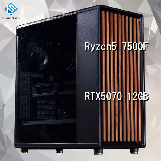 AMD Ryzen5 7500F ／ RTX5070 12GB ウッドデザイン ゲーミングPC Windows11 Home 簡易水冷 240mm ブラック 黒