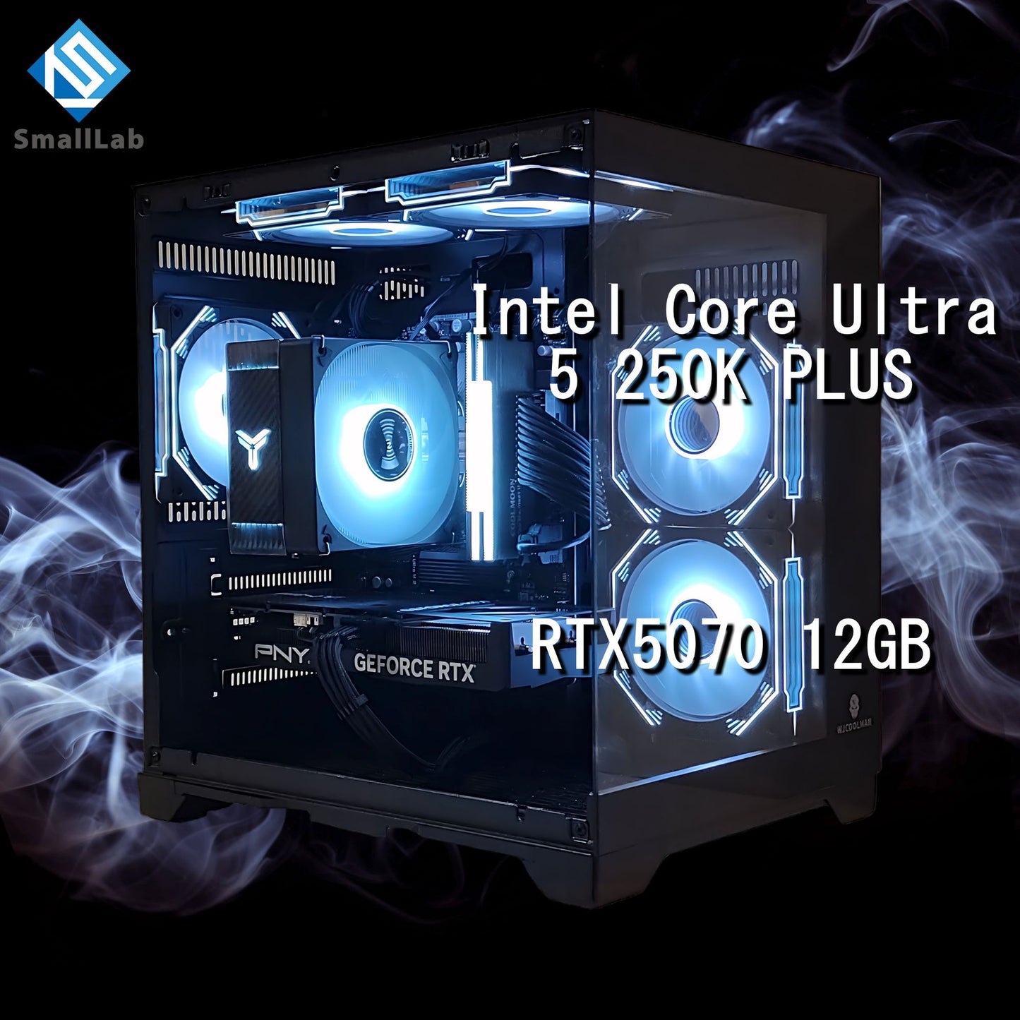 Intel Core Ultra 5 250K PLUS ／ RTX5070 12GB ガラス2面コンパクト ゲーミングPC Windows11 Home ブラック 黒