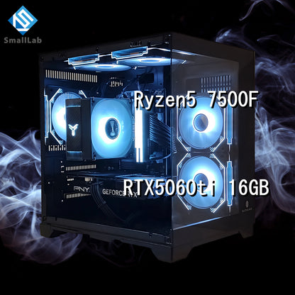 AMD Ryzen5 7500F ／ RTX5060ti 16GB コンパクトLED ゲーミングPC Windows 11 ブラック 黒