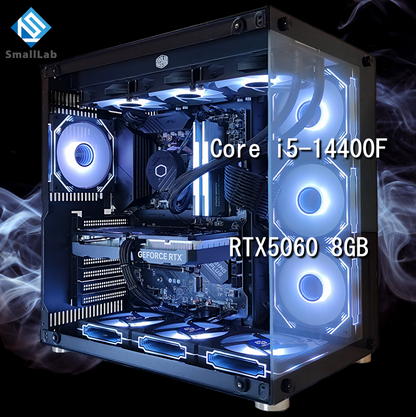 Intel Core i5-14400F ／ RTX5060 8GB ガラス2面ATX ゲーミングPC Windows11 Home 簡易水冷 360mm ブラック 黒