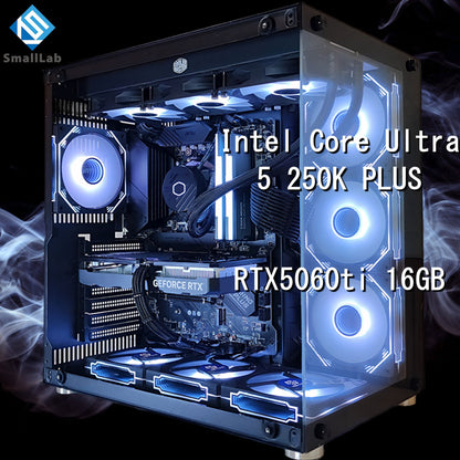 Intel Core Ultra 5 250K PLUS ／ RTX5060ti 16GB ガラス2面ATX ゲーミングPC Windows11 Home 簡易水冷 360mm ブラック 黒