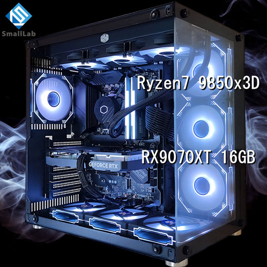 AMD Ryzen7 9850x3D ／ RX9070XT 16GB ガラス2面ATX ゲーミングPC Windows11 Home 簡易水冷 360mm ブラック 黒