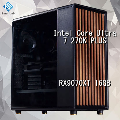 Intel Core Ultra 7 270K PLUS ／ RX9070XT 16GB ウッドデザイン ゲーミングPC Windows11 Home 簡易水冷 240mm ブラック 黒