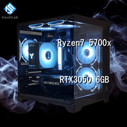 AMD Ryzen7 5700x ／ RTX3050 6GB コンパクトLED ゲーミングPC Windows 11 ブラック 黒